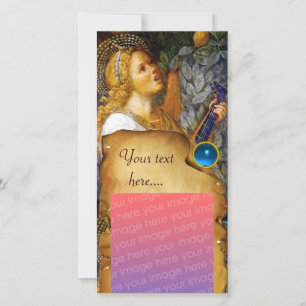 Cartes Pour Fêtes Annuelles MUSIQUE FABRIQUANT ANGE NOËL PARCHEMENT Bleu Gem