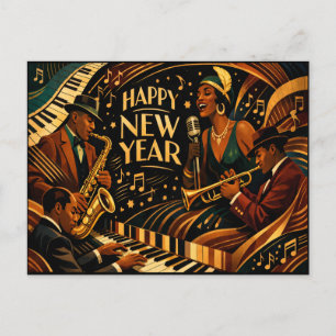 Cartes Pour Fêtes Annuelles Musique Jazz Art Déco Bonne Année