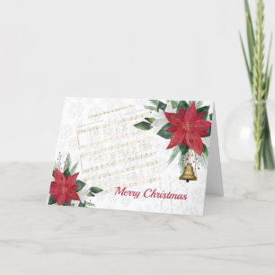 Cartes Pour Fêtes Annuelles Musique Rouge Poinsettia Bells Chanson Noël