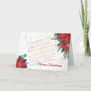 Cartes Pour Fêtes Annuelles Musique Rouge Poinsettia Star Chanson Noël