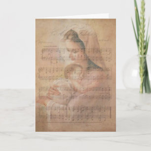 Cartes Pour Fêtes Annuelles Musique Vierge Marie Baby Jesus Holly Notes