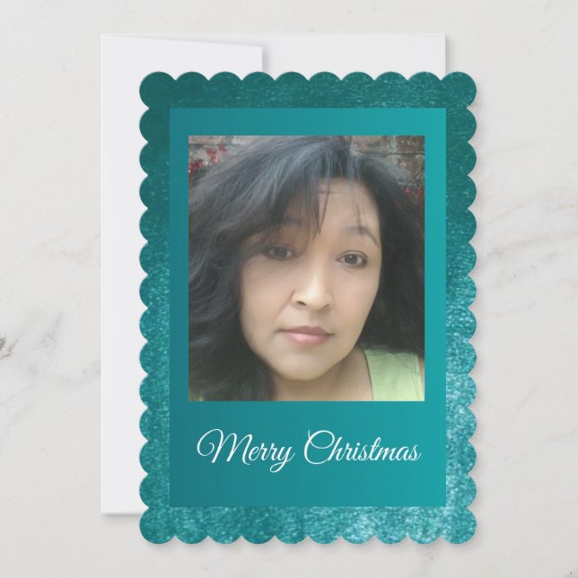 Cartes Pour Fêtes Annuelles MVB Faux Velvet Conception personnalisée Turquoise (Devant)