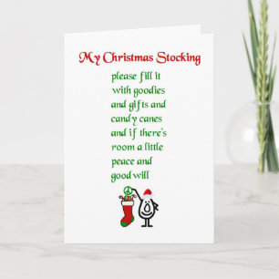Cartes Pour Fêtes Annuelles My Christmas Stocking - un poème de Noël amusant
