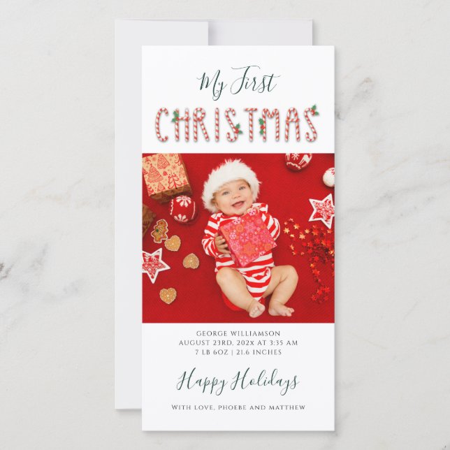 Cartes Pour Fêtes Annuelles My First Christmas Baby Photo Collage (Devant)