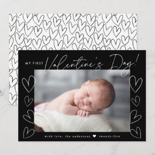 Cartes Pour Fêtes Annuelles My First Valentine's Day Script photo noir