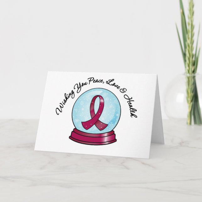 Cartes Pour Fêtes Annuelles Myeloma multiple Ribbon Joyeux Noël Snowglobe (Devant)