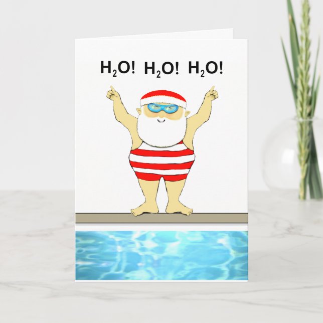 Cartes Pour Fêtes Annuelles nage amusante Noël (Devant)