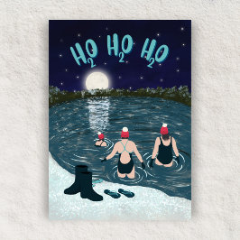 Cartes Pour Fêtes Annuelles Nage De Noël En Eau Ouverte Dans La Neige La Nuit