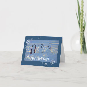 Cartes Pour Fêtes Annuelles Naïf Snowman Neige Bleu Froid Snowflake pour enfan