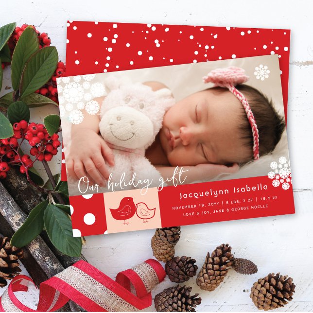 Cartes Pour Fêtes Annuelles Naissance De Petits Et Whimsical Snowflakes Photo (Créateur téléchargé)