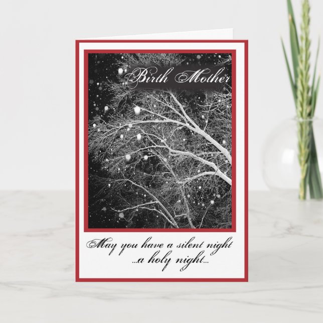 Cartes Pour Fêtes Annuelles Naissance Mère, Noir & Blanc Religieux Noël Si (Devant)