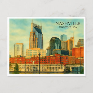 Cartes Pour Fêtes Annuelles Nashville Tennessee Aquarelle Horizon