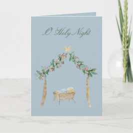 Cartes Pour Fêtes Annuelles Nativité à l'aquarelle de la Sainte Nuit