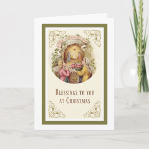 Cartes Pour Fêtes Annuelles Nativité Ange Jésus Marie Joseph Fille Rose
