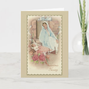 Cartes Pour Fêtes Annuelles Nativité Béni Mère Bébé Jésus en colère