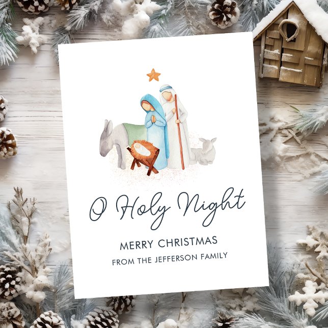 Cartes Pour Fêtes Annuelles Nativité Blanche Noël religieux (Créateur téléchargé)