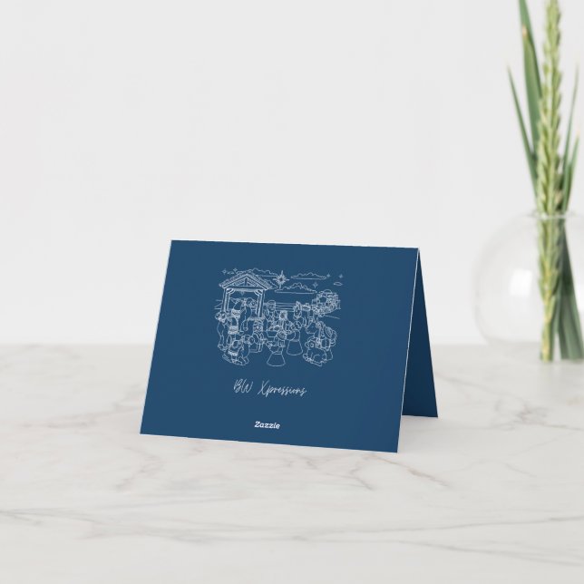 Cartes Pour Fêtes Annuelles Nativité bleue avec les 3 Rois Mages (Dos)