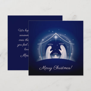 Cartes Pour Fêtes Annuelles Nativité Bleue Joyeux Noël