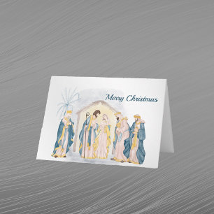 Cartes Pour Fêtes Annuelles Nativité Bleue Noël Waterton chrétien