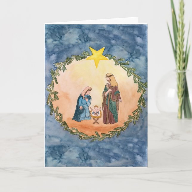 Cartes Pour Fêtes Annuelles Nativité de Noël (Devant)