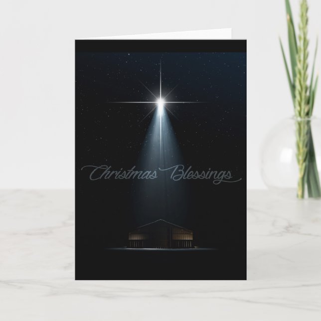 Cartes Pour Fêtes Annuelles Nativité De Noël Abstraite Stable Et Étoile (Devant)