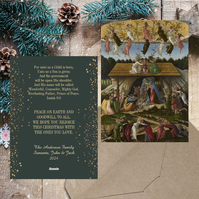 Cartes Pour Fêtes Annuelles Nativité de Noël Botticelli (Christmas Nativity Scene by Sandro Botticelli Religious Christian Catholic Holiday Greetings Card)
