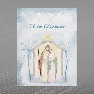 Cartes Pour Fêtes Annuelles Nativité de Noël Palmiers Aquarelle