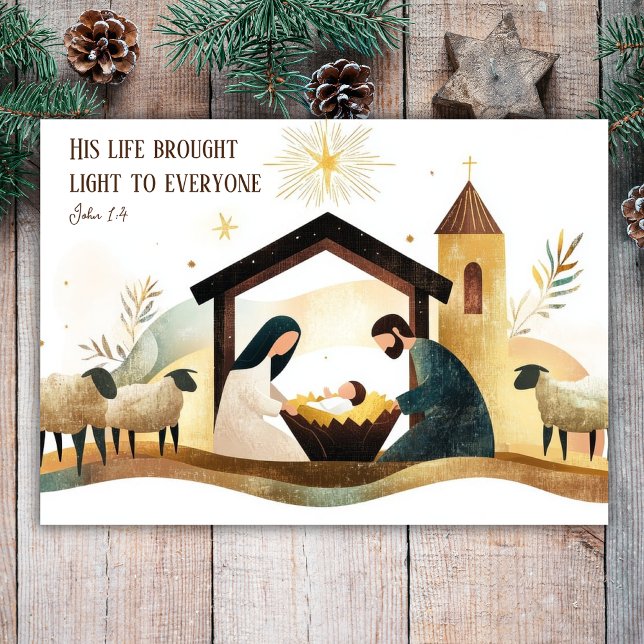 Cartes Pour Fêtes Annuelles Nativité de Noël religieuse moderne Holly Famille (Créateur téléchargé)