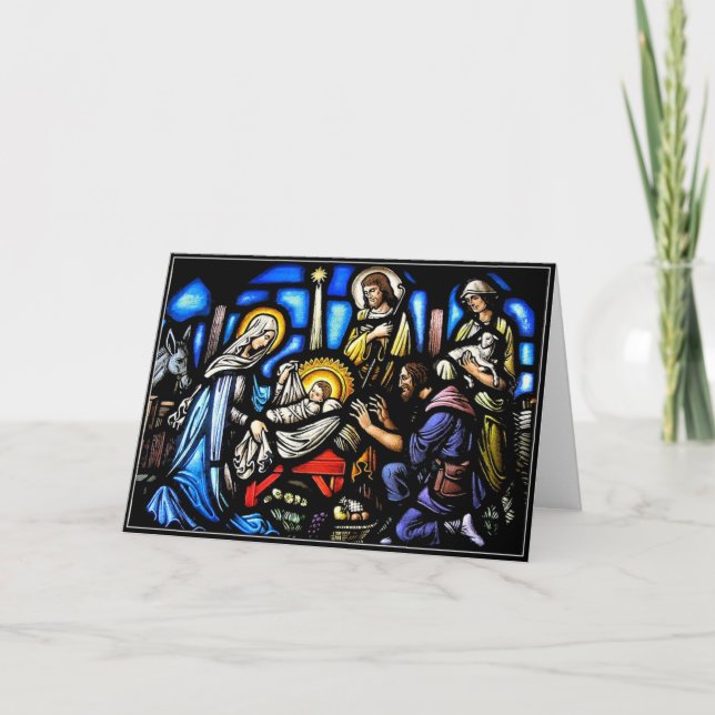 Cartes Pour Fêtes Annuelles Nativité en verre tendu (Devant)