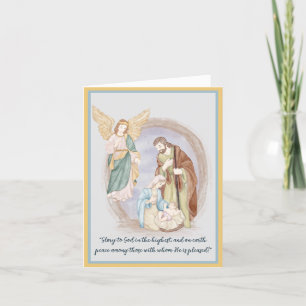 Cartes Pour Fêtes Annuelles Nativité et ange personnalisés à l'aquarelle