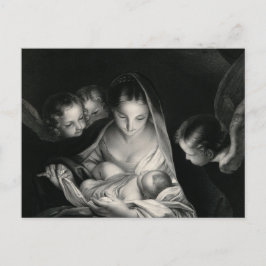 Cartes Pour Fêtes Annuelles Nativité Jésus Vierge Marie Anges Noir Blanc