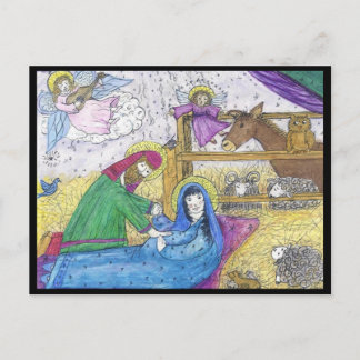Cartes Pour Fêtes Annuelles Nativité Mary Josheph Manger Angel Noël