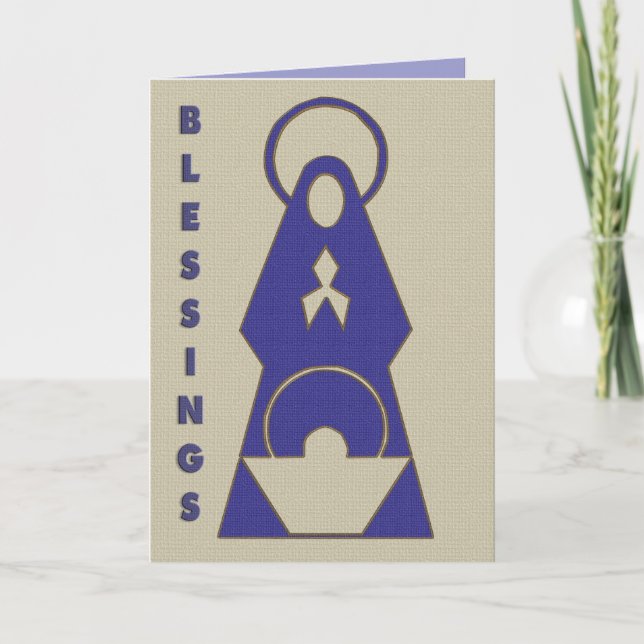 Cartes Pour Fêtes Annuelles Nativité Noël Design moderne bleu (Devant)