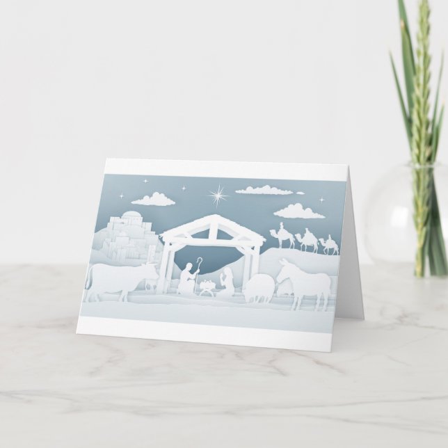 Cartes Pour Fêtes Annuelles Nativité Noël Scène chrétienne (Devant)
