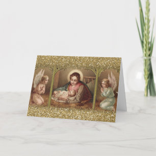 Cartes Pour Fêtes Annuelles Nativité Noël Vierge Marie Jésus Anges