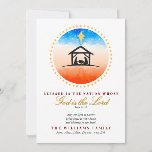 Cartes Pour Fêtes Annuelles Nativité Patriotique américain Psaume de Noël 33:1