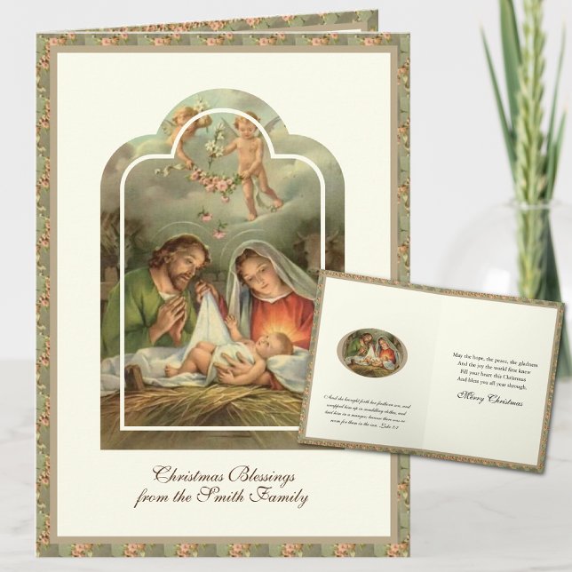 Cartes Pour Fêtes Annuelles Nativité religieuse de Noël Écriture Verse (Créateur téléchargé)