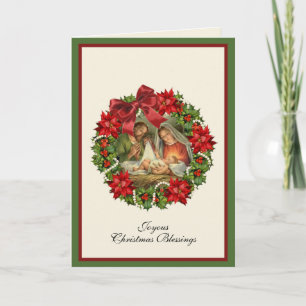 Cartes Pour Fêtes Annuelles Nativité religieuse Vierge Marie Jésus Joseph Flor
