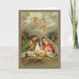Cartes Pour Fêtes Annuelles Nativité Saint Joseph Vierge Marie Bébé Jésus Ange