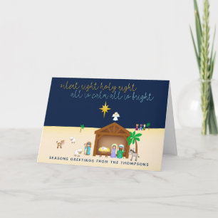 Cartes Pour Fêtes Annuelles Nativité Scène Silence Nuit Sainte
