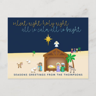 Cartes Pour Fêtes Annuelles Nativité Silencieuse Stable Scène Noël