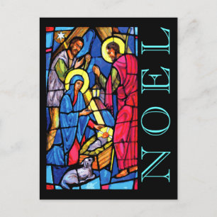 Cartes Pour Fêtes Annuelles Nativité Verre tendu NOEL avec agneau et berger