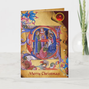 Cartes Pour Fêtes Annuelles NATIVITÉ Vieux Parchemin de Noël irlandais