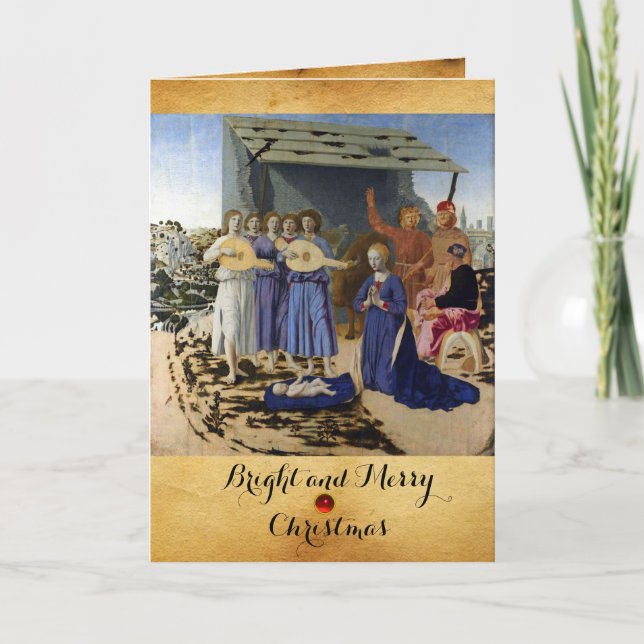 Cartes Pour Fêtes Annuelles NATIVITY OF JESUS, ANGELS by PIERO DELLA FRANCESCA (Devant)