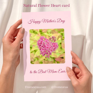 Cartes Pour Fêtes Annuelles Natural Flower Heart - Joyeux Mère's Day rose.