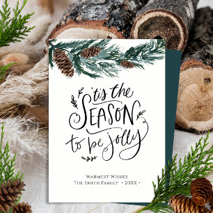Cartes Pour Fêtes Annuelles Nature hivernale   Aquarelle Pine Cône plat