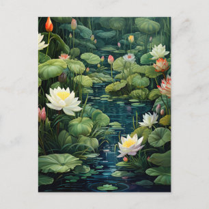 Cartes Pour Fêtes Annuelles Nature Lotus Water Lily Pond Paysage
