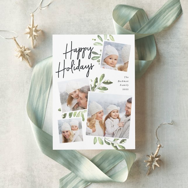 Cartes Pour Fêtes Annuelles Naturellement Joyeux | Christmas Photo Collage (Créateur téléchargé)