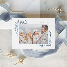 Cartes Pour Fêtes Annuelles Naturellement Joyeux | Elégante photo aquarelle