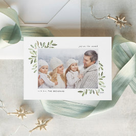 Cartes Pour Fêtes Annuelles Naturellement Joyeux | Elégante photo aquarelle